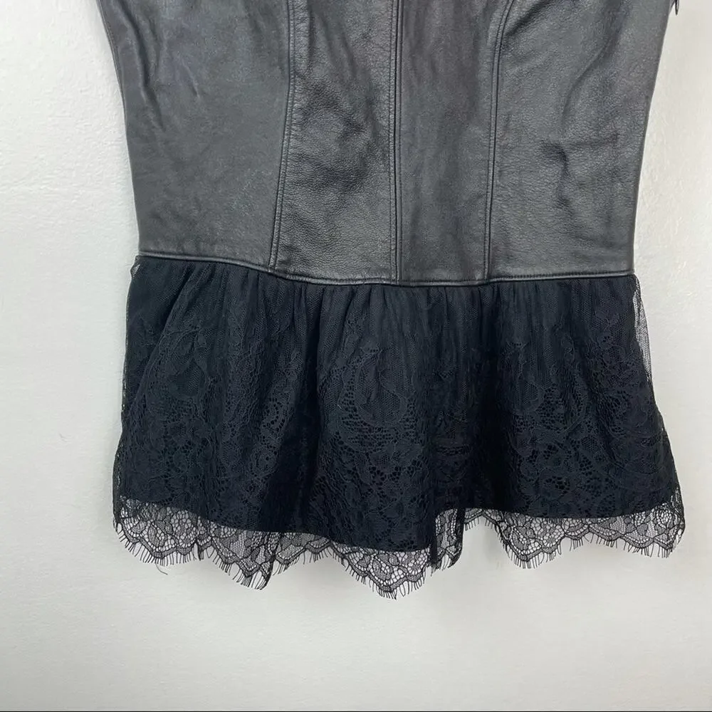 PJK | Italian Leather Lace Tank Top Black S